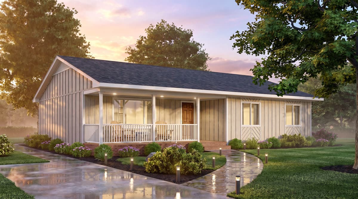 Plan 25971GE: Three Bedroom Traditional Ranch House Plan with Inviting Front Porch - Image #4 - Ranch, Traditional