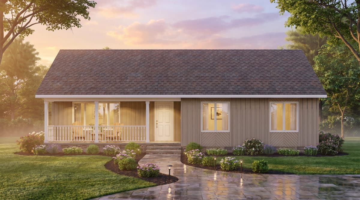 Plan 25971GE: Three Bedroom Traditional Ranch House Plan with Inviting Front Porch - Image #3 - Ranch, Traditional