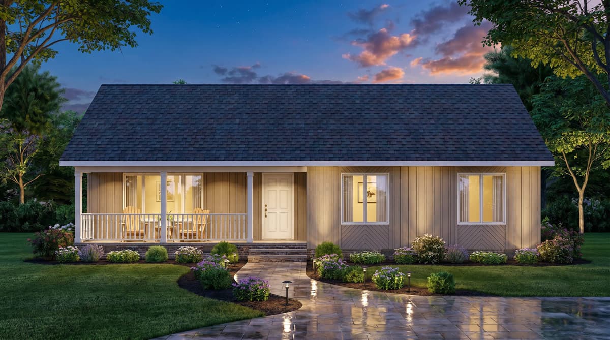 Plan 25971GE: Three Bedroom Traditional Ranch House Plan with Inviting Front Porch - Image #5 - Ranch, Traditional