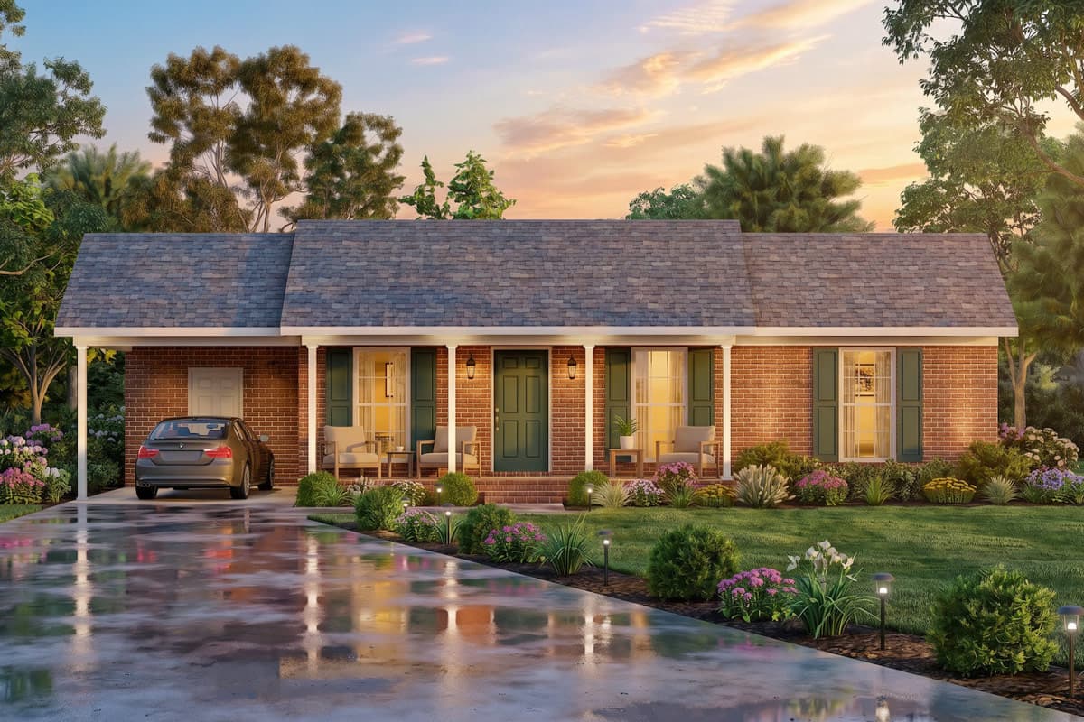 Plan image - 25973GE:Charming Three Bedroom Ranch House Plan with Classic Brick Exterior