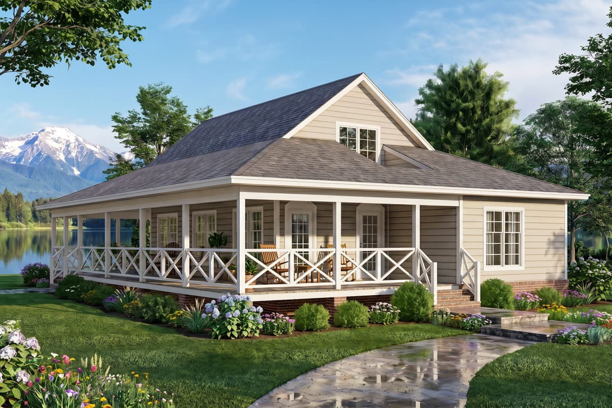 Plan image - 25975GE:Five Bedroom Southern Cabin House Plan with Expansive Wraparound Porch