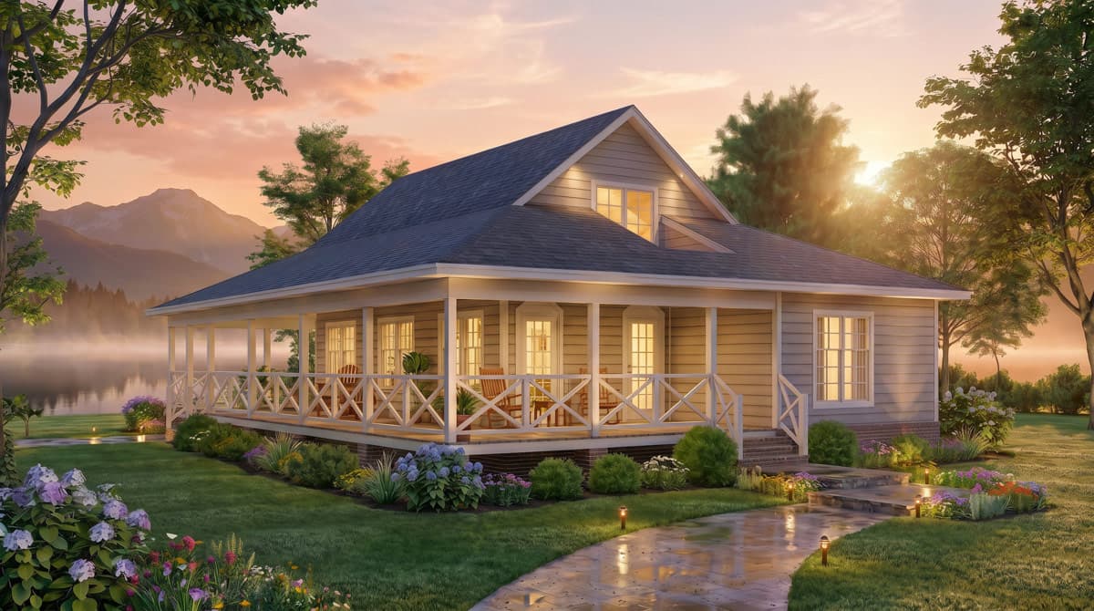 Plan 25975GE: Five Bedroom Southern Cabin House Plan with Expansive Wraparound Porch - Image #2 - Beach, Cabin, Southern, Vacation