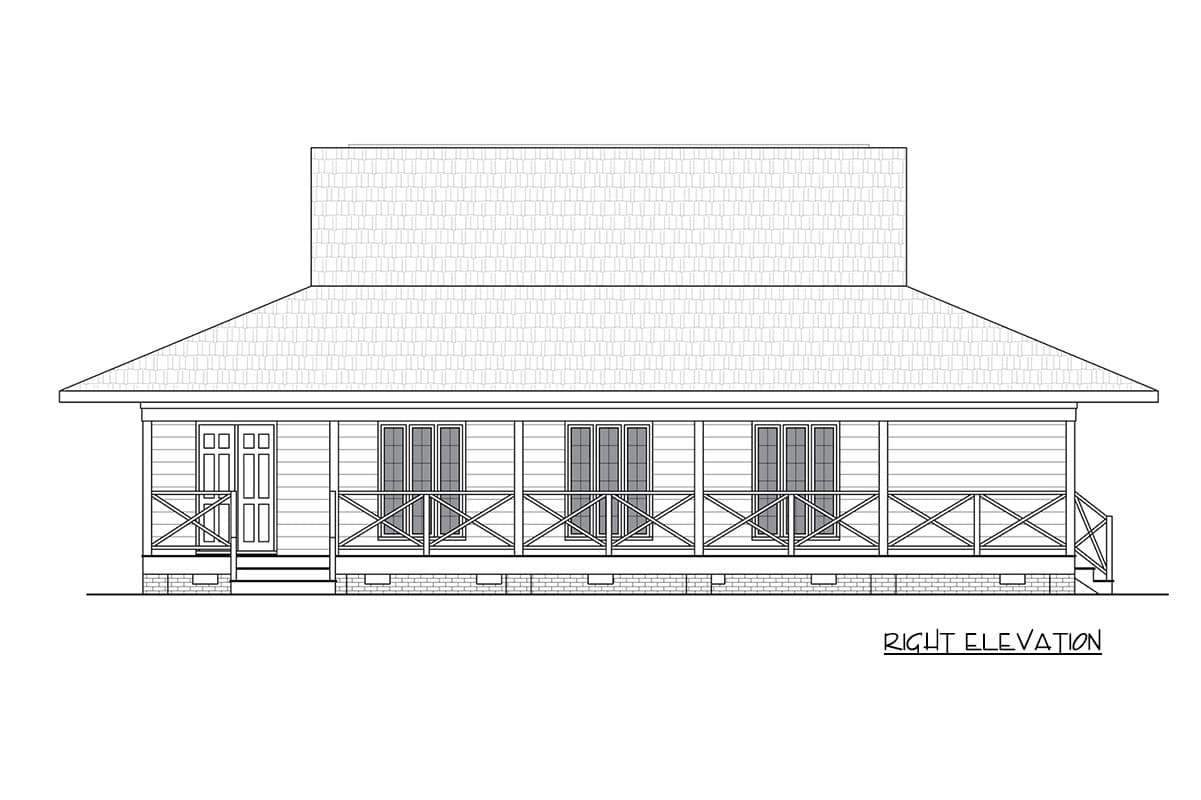 Plan 25975GE: Five Bedroom Southern Cabin House Plan with Expansive Wraparound Porch - Image #6 - Beach, Cabin, Southern, Vacation