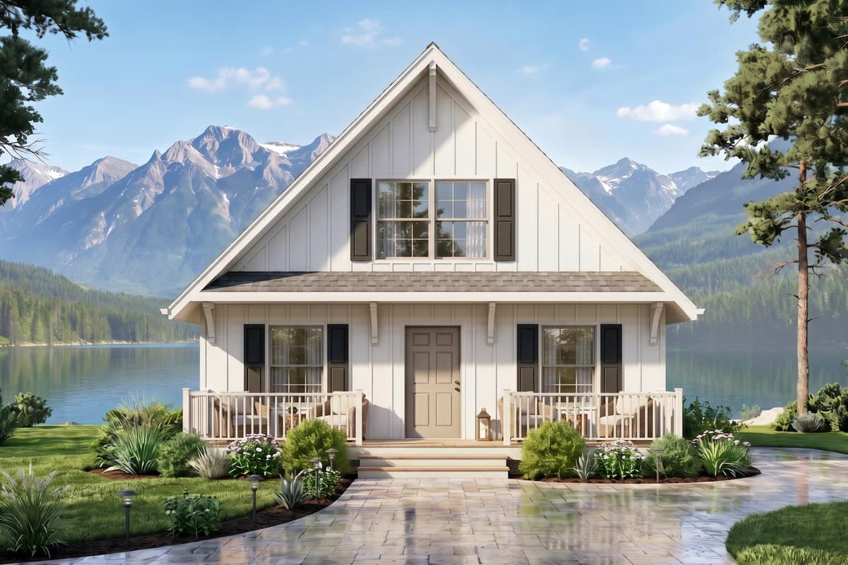 Plan image - 25976GE:Cottage Cabin House Plan with Three Bedrooms
