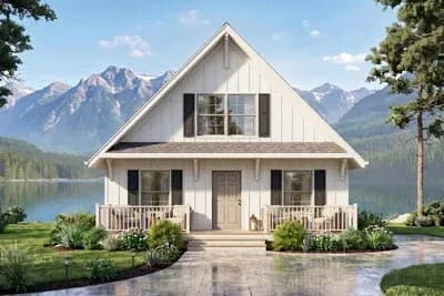 Cottage Cabin House Plan with Three Bedrooms
