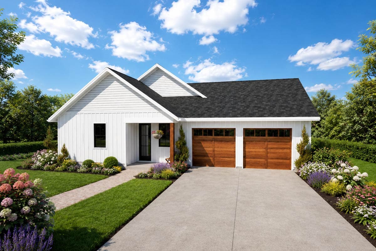 Plan 69925AM: Modern Farmhouse House Plan with Split Bedrooms and Vaulted Office - Image #4 - Country, Farmhouse, Modern Farmhouse, New American, Ranch