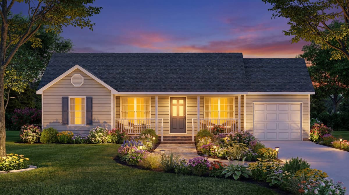 Plan 25979GE: Three Bedroom Ranch House Plan with Attached One Car Garage - Image #3 - Ranch, Traditional