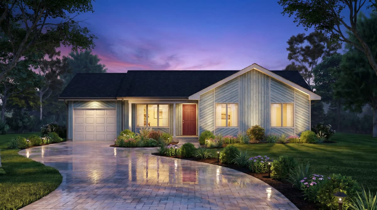 Plan 25981GE: Three-Bedroom Ranch House Plan with Attached One-Car Garage - Image #3 - Ranch, Traditional