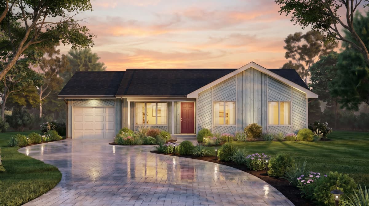 Plan 25981GE: Three-Bedroom Ranch House Plan with Attached One-Car Garage - Image #2 - Ranch, Traditional