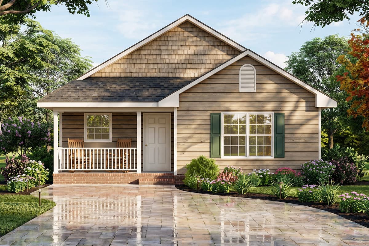 Plan image - 25982GE:Charming Two-Bedroom Cottage House Plan with Split Bedroom Layout