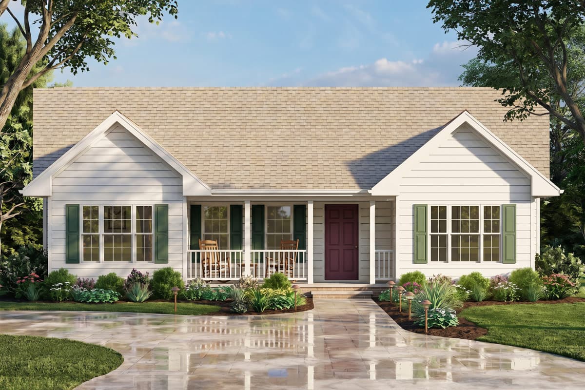 Plan image - 25983GE:Traditional Ranch House Plan with Three Bedrooms and Front Porch