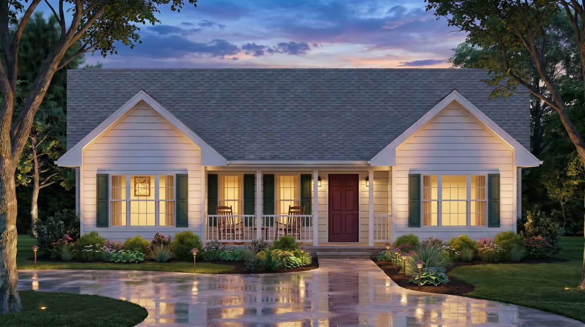 Plan 25983GE: Traditional Ranch House Plan with Three Bedrooms and Front Porch - Image #3 - Ranch, Traditional