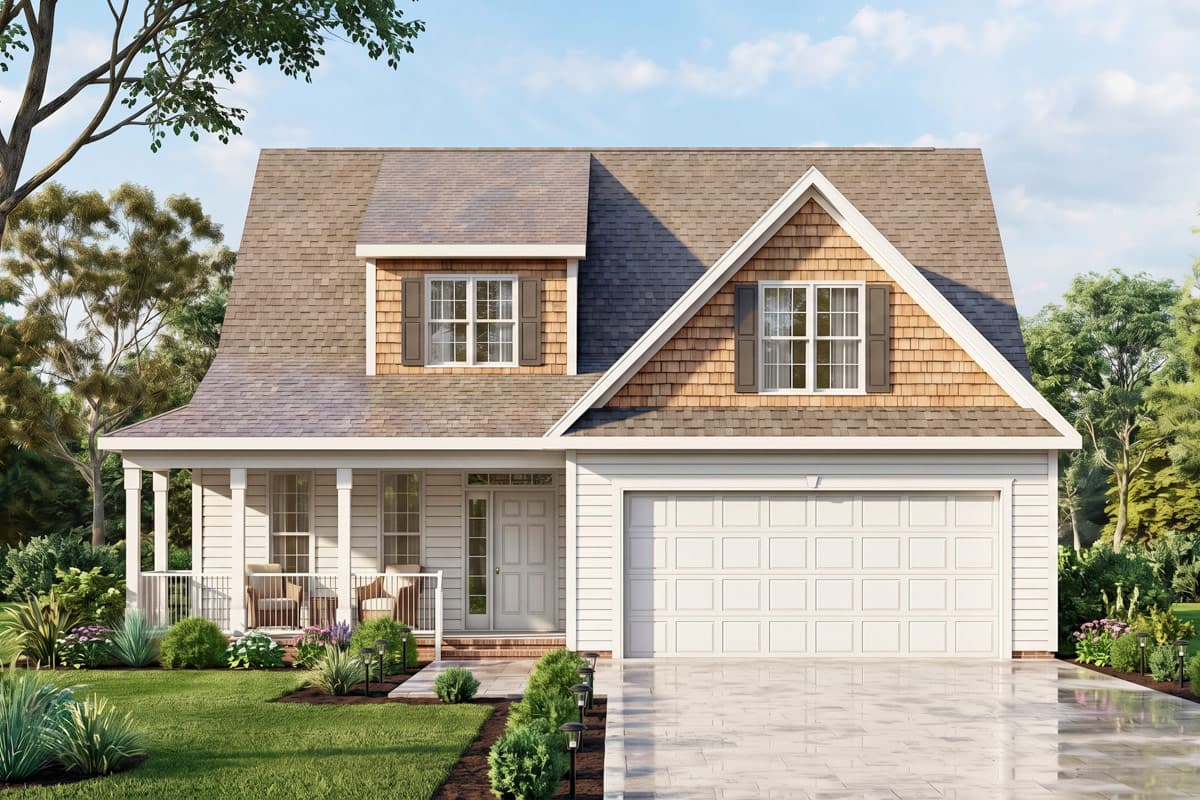 Plan image - 25984GE:3-Bedroom Farmhouse Plan with First Floor Primary Suite and Optionally Finished Bonus Room