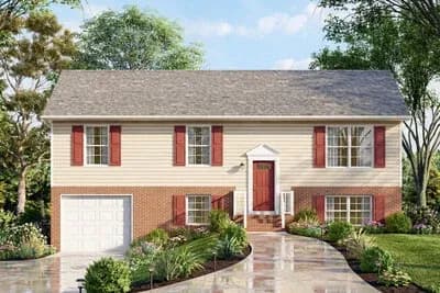 Traditional Split-Level Three Bedroom House Plan with One Car Garage