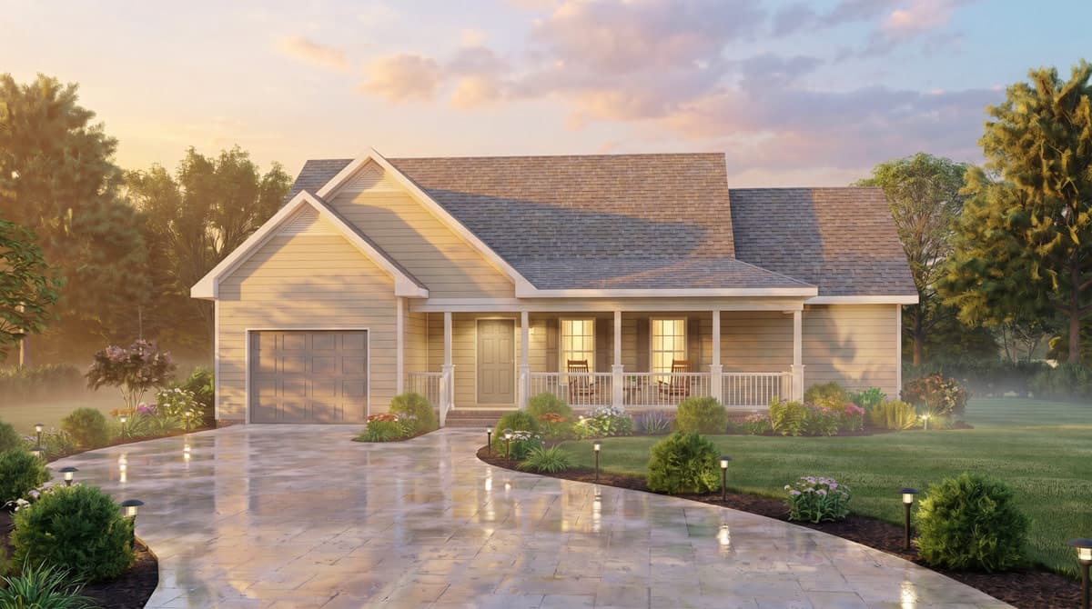 Plan 25988GE: Three-Bedroom Traditional House Plan with Covered Front Porch - Image #4 - Country, Traditional