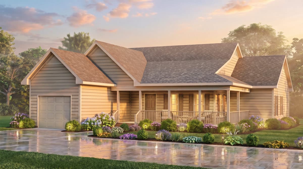 Plan 25988GE: Three-Bedroom Traditional House Plan with Covered Front Porch - Image #3 - Country, Traditional