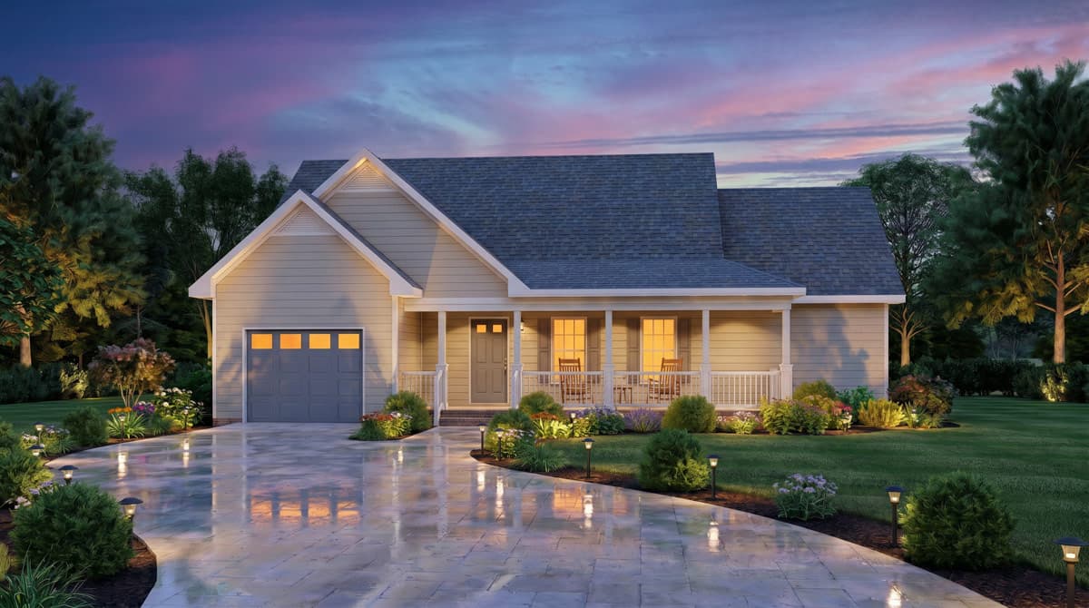 Plan 25988GE: Three-Bedroom Traditional House Plan with Covered Front Porch - Image #8 - Country, Traditional