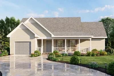 Three-Bedroom Traditional House Plan with Covered Front Porch