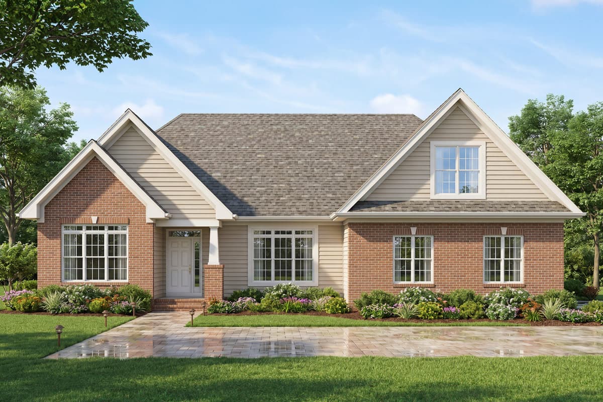 Plan image - 25989GE:Traditional Bungalow House Plan with Three Bedrooms and Attached Garage