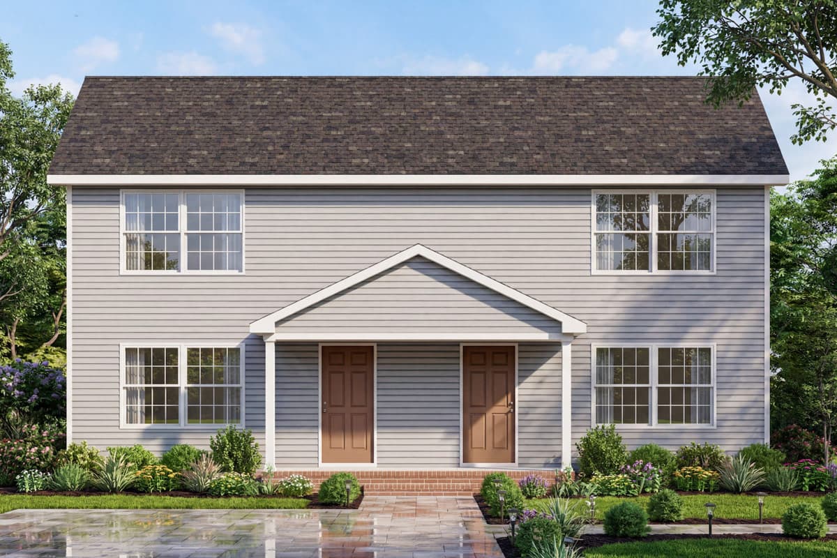 Plan image - 25990GE:Contemporary Multifamily House Plan with Two Bedrooms and Two Bathrooms