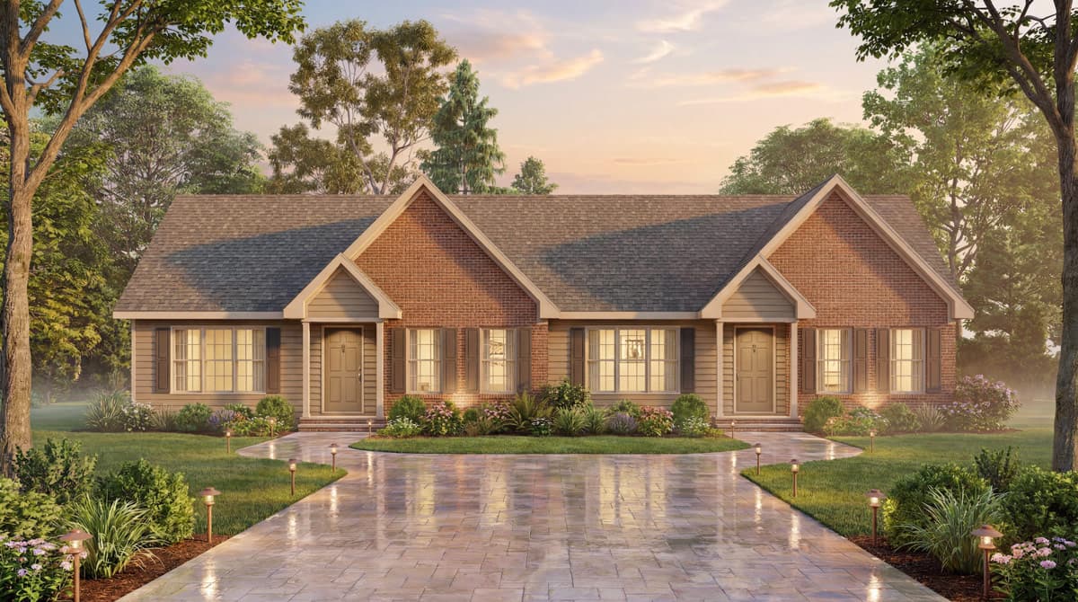 Plan image - 25991GE:Multifamily House Plan with Two Bedrooms and Two Baths