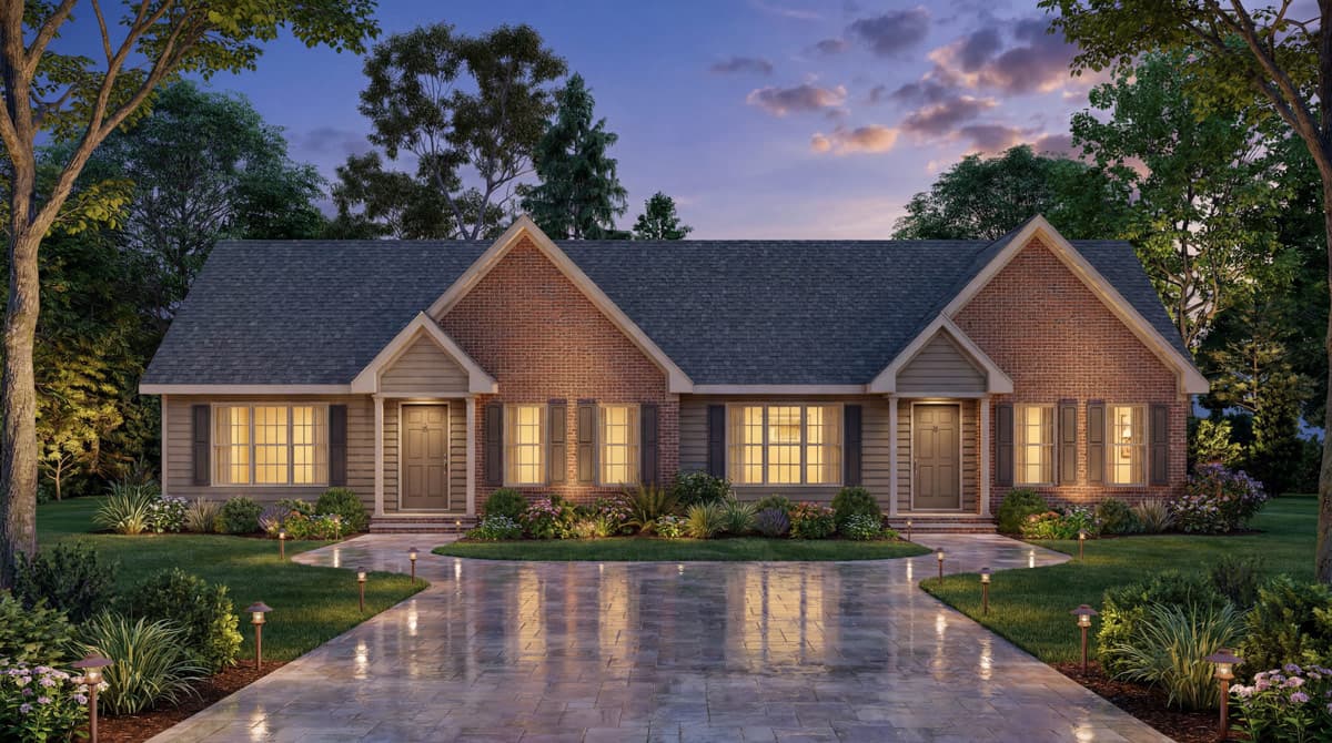 Plan 25991GE: Multifamily House Plan with Two Bedrooms and Two Baths - Image #3 - Ranch, Traditional