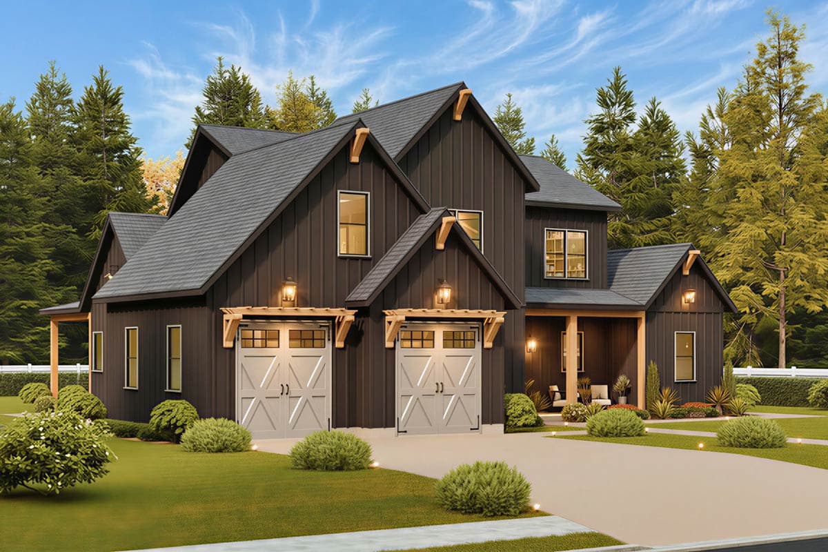 Plan 12344JL: Modern Farmhouse House Plan with 3 Bedrooms and Finished Bonus Roo - Image #7 - Modern Farmhouse, New American