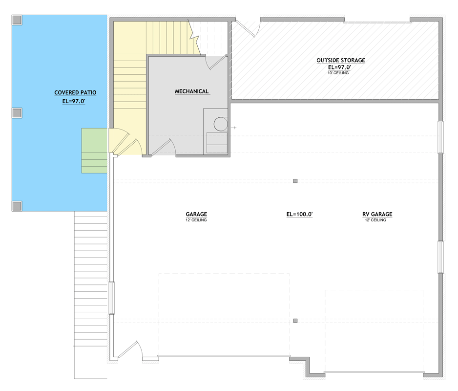 Plan 849112PGE: Spacious Three-Bed ADU Farmhouse House Plan with Three-Car Garage - Floor Plan - Main Level - Farmhouse, Traditional