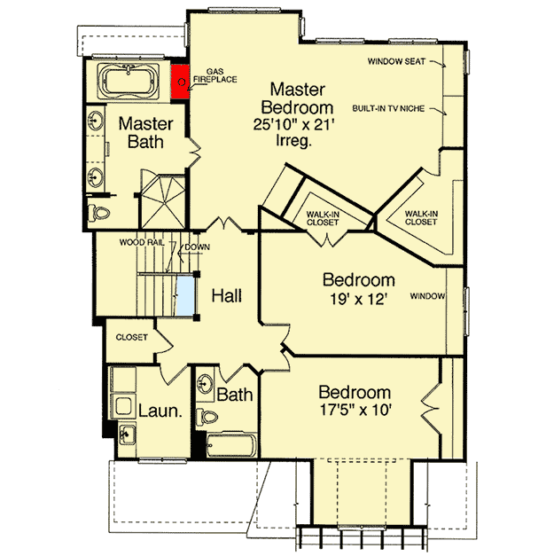 Plan 39140ST: Charming Home Plan for a Narrow Lot - Floor Plan - Image #9 - Cottage, Craftsman