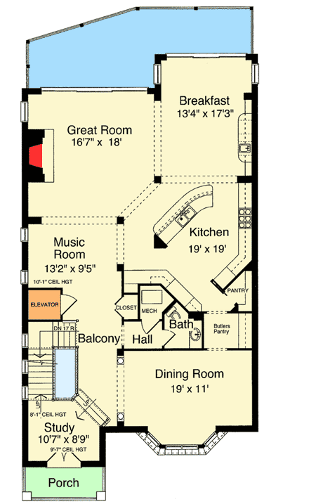 Plan 39142ST: Unique Three Story Home Plan - Floor Plan - 2nd Floor - European, Traditional