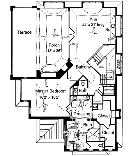 Plan 39143ST: Gracious Multi-Leveled Villa - Floor Plan - 3rd Floor - European