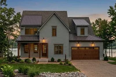 New American Transitional House Plan with 6 Bedrooms and Two-Story Great Room