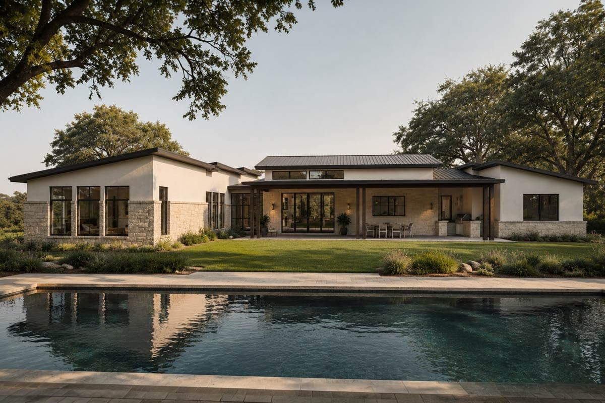 Plan 150022HRP: Contemporary Hill Country House Plan with 3 Bedrooms and 3-Car Garage - Image #3 - Contemporary, Hill Country, Modern, Transitional