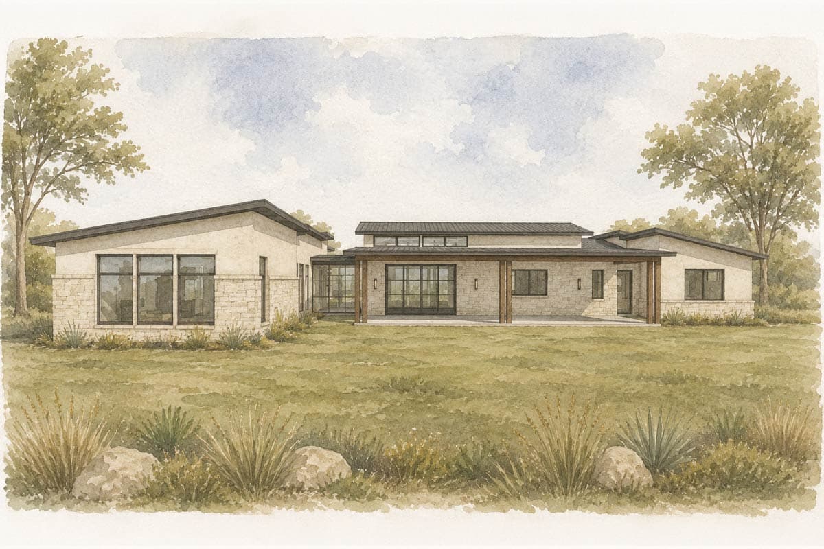 Plan 150022HRP: Contemporary Hill Country House Plan with 3 Bedrooms and 3-Car Garage - Image #9 - Contemporary, Hill Country, Modern, Transitional