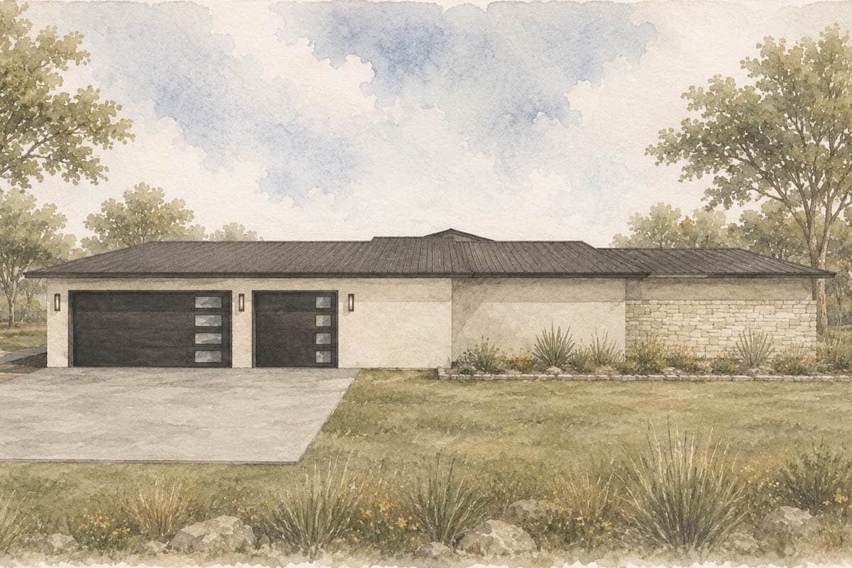 Plan 150022HRP: Contemporary Hill Country House Plan with 3 Bedrooms and 3-Car Garage - Image #10 - Contemporary, Hill Country, Modern, Transitional