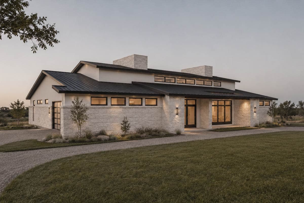 Plan 150023HRP: Contemporary Hill Country House Plan with 3 Bedrooms and Outdoor Kitchen - Image #2 - Contemporary, Hill Country, Mid Century Modern, Modern, Transitional