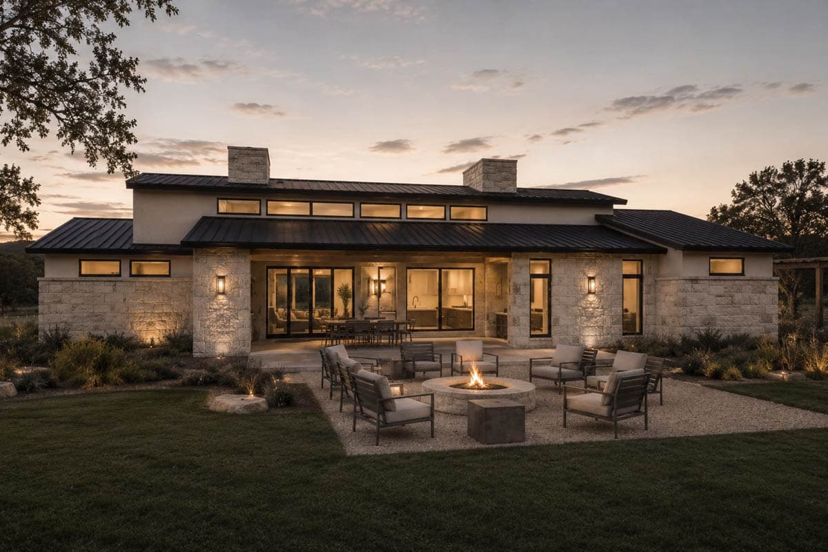 Plan 150023HRP: Contemporary Hill Country House Plan with 3 Bedrooms and Outdoor Kitchen - Image #4 - Contemporary, Hill Country, Mid Century Modern, Modern, Transitional