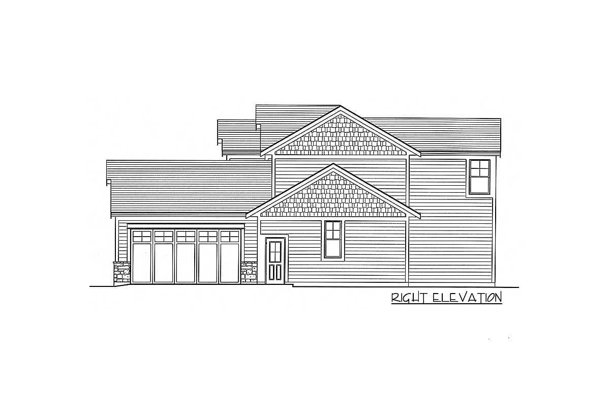 Plan 39147ST: Craftsman Design with Stone and Siding Exterior - Image #4 - Craftsman, Northwest