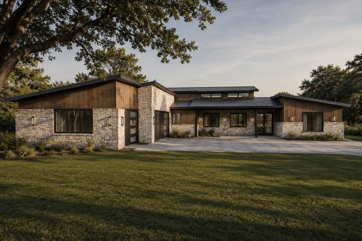 Plan 150025HRP: Contemporary Hill Country House Plan with 3 Bedrooms and 3-Car Garage - Image #3 - Contemporary, Hill Country, Modern, Transitional
