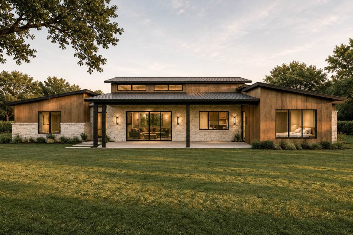 Plan 150025HRP: Contemporary Hill Country House Plan with 3 Bedrooms and 3-Car Garage - Image #4 - Contemporary, Hill Country, Modern, Transitional