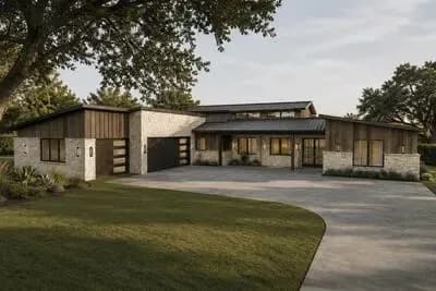 Contemporary Hill Country House Plan with 3 Bedrooms and 3-Car Garage