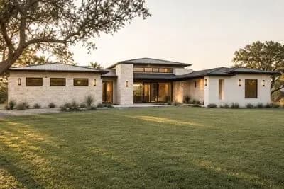 Modern Hill Country House Plan with Open Living Space and Outdoor Kitchen