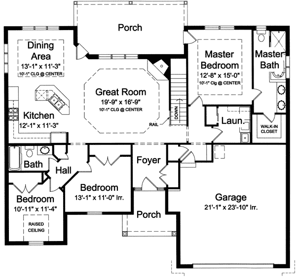 Plan 39149ST: Swoop Roof - Floor Plan - Main Level - Southern, Traditional