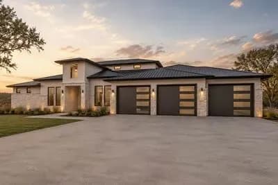 Contemporary Hill Country House Plan with Four Bedrooms and Three-Car Garage