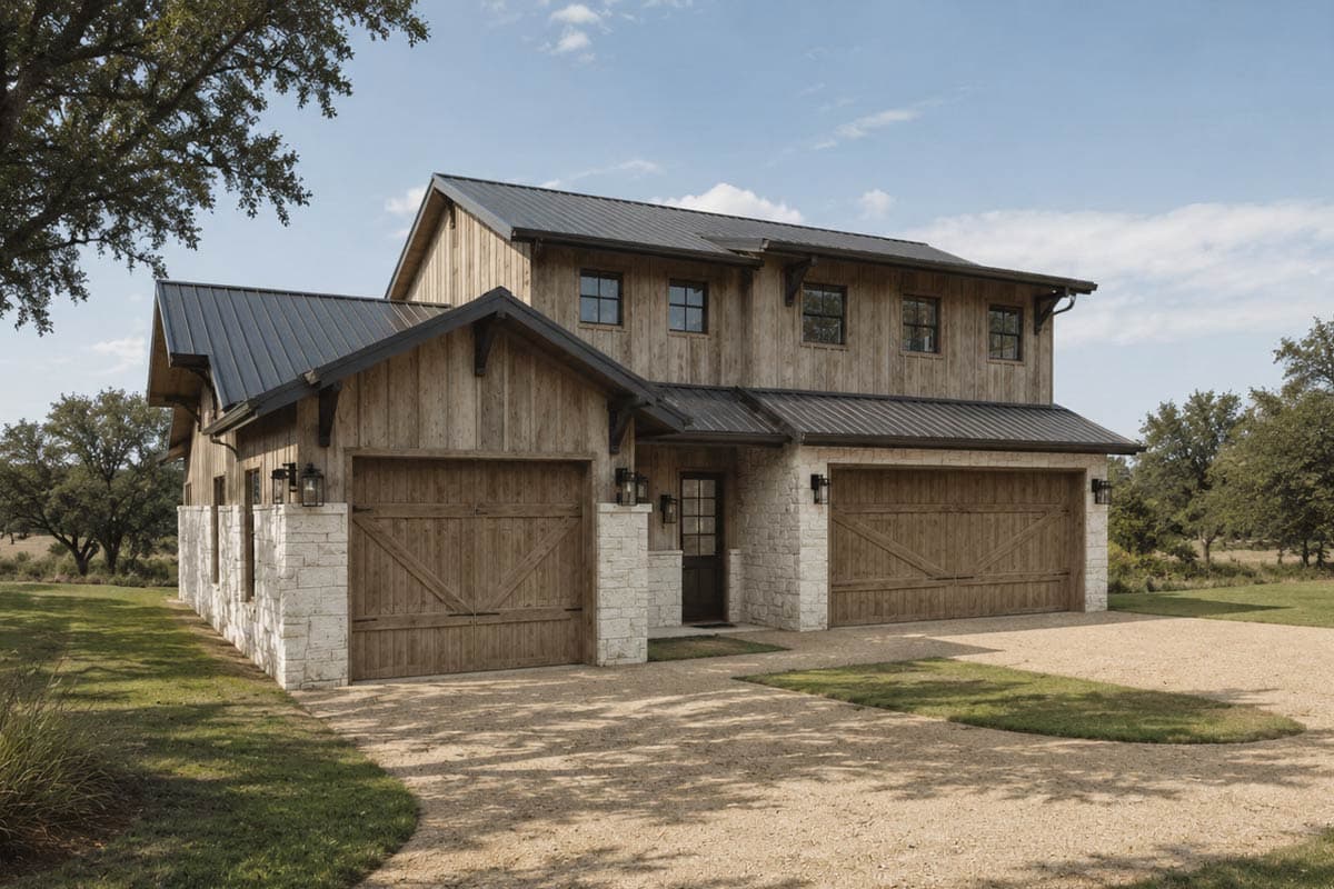 Plan image - 150028HRP:Cozy Rustic Farmhouse Plan with One Bedroom and Three-Car Garage