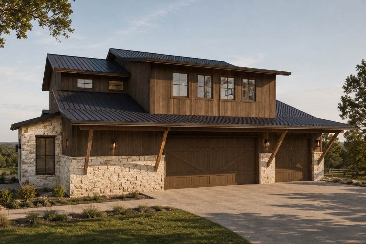Plan image - 150029HRP:Rustic Farmhouse Carriage House Plan with Workshop and Three-Car Garage