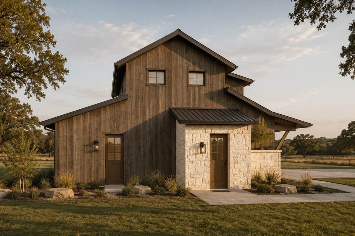 Plan 150029HRP: Rustic Farmhouse Carriage House Plan with Workshop and Three-Car Garage - Image #2 - Country, Farmhouse, Mountain, Ranch, Rustic