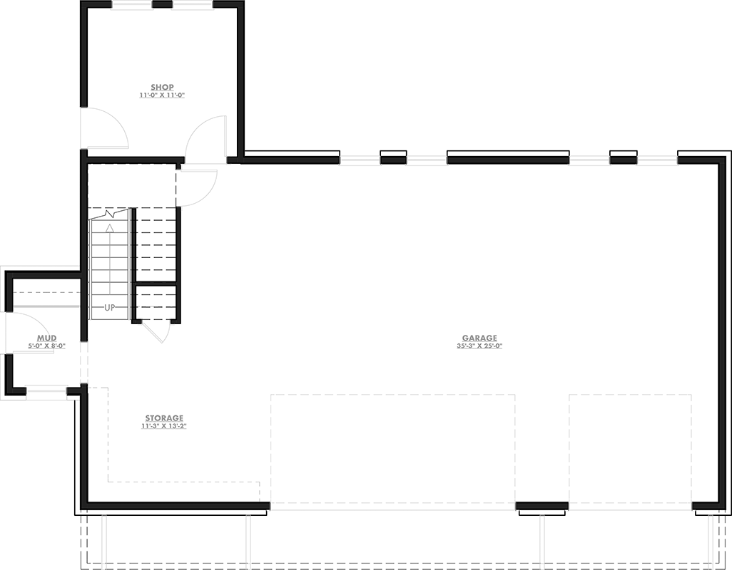 Plan 150029HRP: Rustic Farmhouse Carriage House Plan with Workshop and Three-Car Garage - Floor Plan - Image #8 - Country, Farmhouse, Mountain, Ranch, Rustic