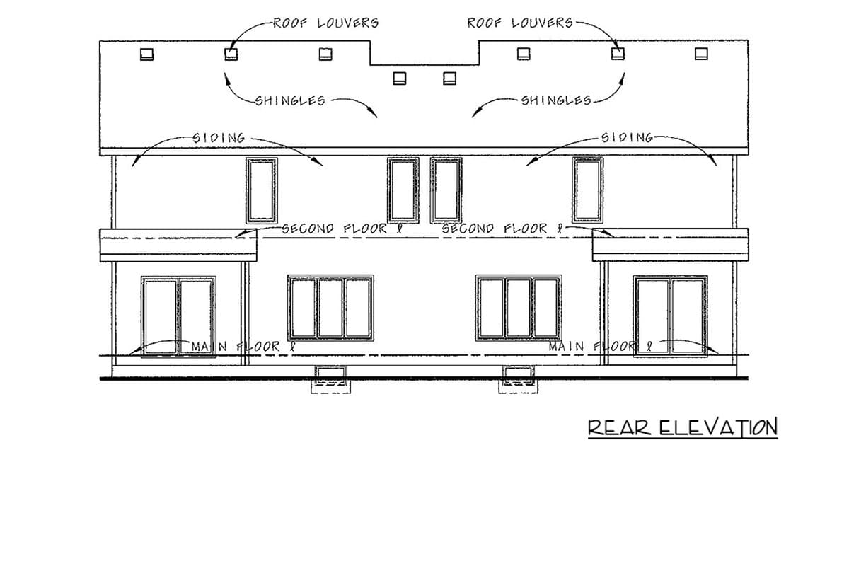 Plan 42769DB: Traditional Multifamily House Plan with Three Bedrooms and Attached Garages - Image #5 - Traditional