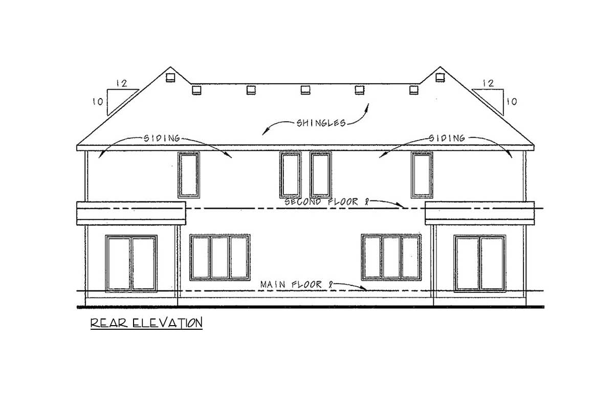 Plan 42770DB:  Charming Traditional Craftsman Two-Story Duplex House Plan with Two-Car Garage - Image #5 - Craftsman, Traditional